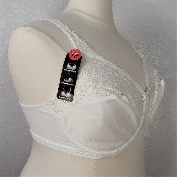 🌷Lilyette 42D Minimizer Bra Comfort Lace Unlined Underwired Pearl Creamy White - Picture 2 of 9